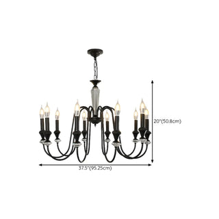 ZOWALA - Retro Arm Candle Black Crystal Dining Room Chandelier Image - 15