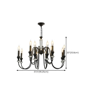 ZOWALA - Retro Arm Candle Black Crystal Dining Room Chandelier Image - 16