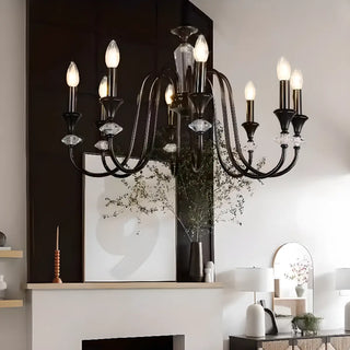 ZOWALA - Retro Arm Candle Black Crystal Dining Room Chandelier Image - 3