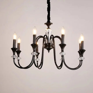 ZOWALA - Retro Arm Candle Black Crystal Dining Room Chandelier Image - 4