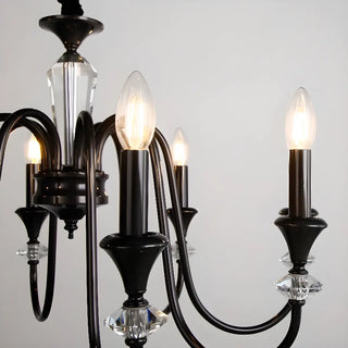 ZOWALA - Retro Arm Candle Black Crystal Dining Room Chandelier Image - 7