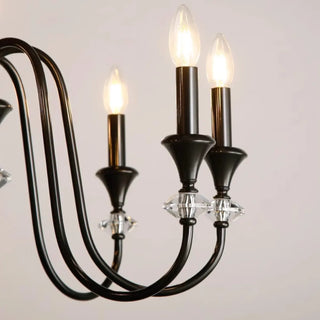 ZOWALA - Retro Arm Candle Black Crystal Dining Room Chandelier Image - 8