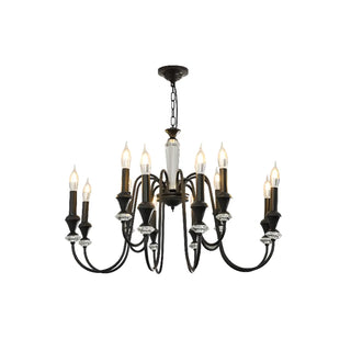 ZOWALA - Retro Arm Candle Black Crystal Dining Room Chandelier Image - 9