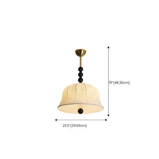 ZOWALA - Fabric Bedroom Flower Pattern Black Ball Drum Chandelier Image - 16