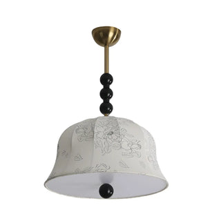 ZOWALA - Fabric Bedroom Flower Pattern Black Ball Drum Chandelier Image - 10