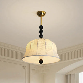 ZOWALA - Fabric Bedroom Flower Pattern Black Ball Drum Chandelier Image - 7