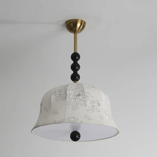 ZOWALA - Fabric Bedroom Flower Pattern Black Ball Drum Chandelier Image - 14