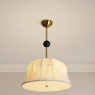 ZOWALA - Fabric Bedroom Flower Pattern Black Ball Drum Chandelier Image - 8