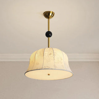 ZOWALA - Fabric Bedroom Flower Pattern Black Ball Drum Chandelier Image - 9