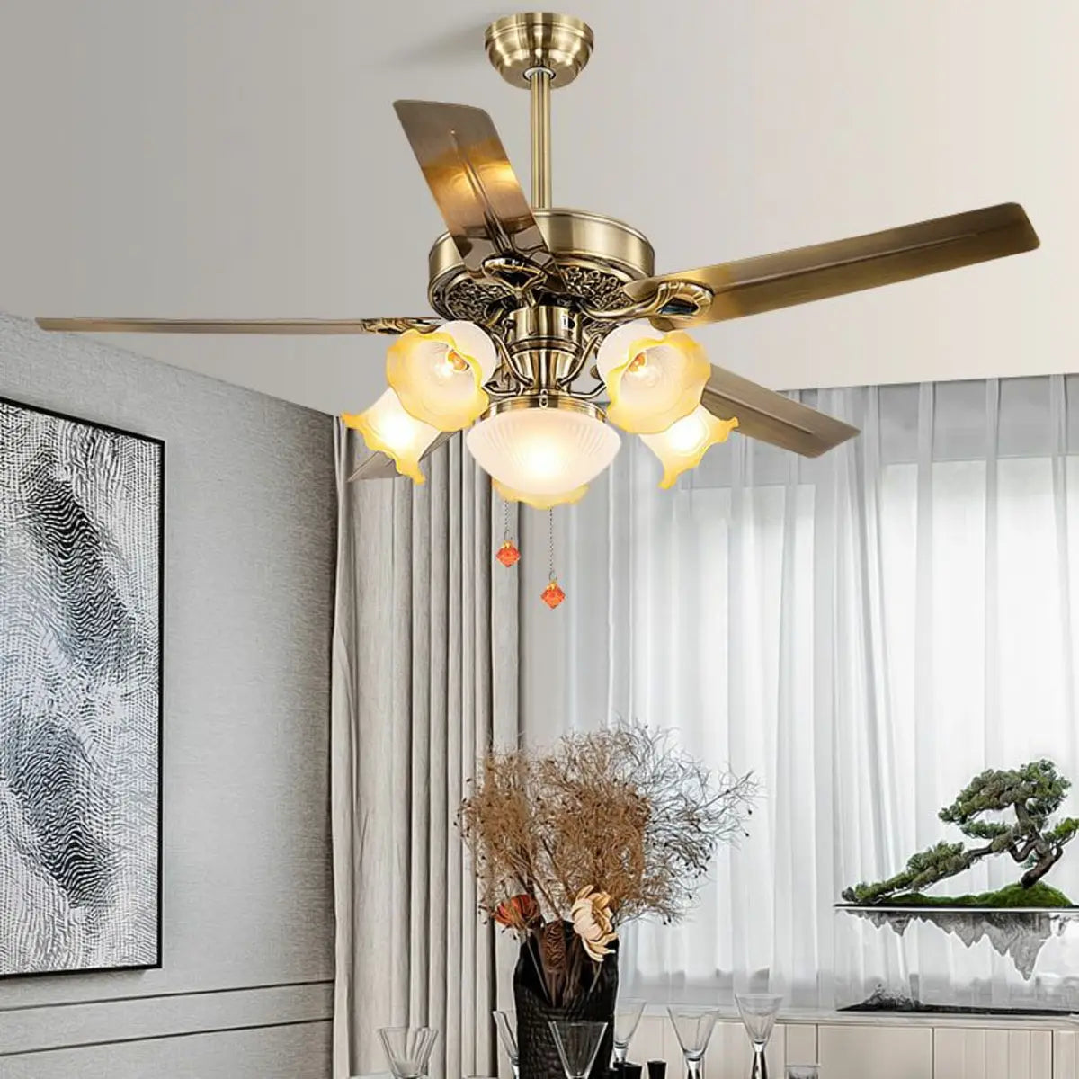 Retro 5 Blade Standard Ceiling Fan Light