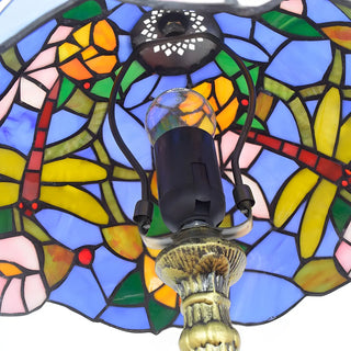 Classic Tiffany Dragonfly Stained Glass Table Lamp Zawala Image - 5