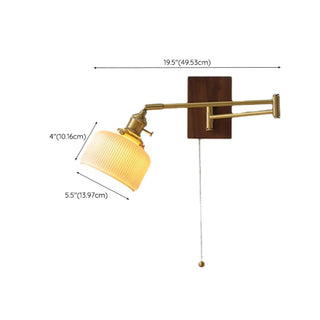 Retro Swing Arm Cylinder Pull Chain Ceramic Wall Sconce #size