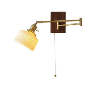 Retro Swing Arm Cylinder Pull Chain Ceramic Wall Sconce Image - 5