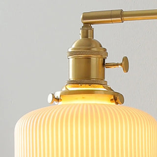 Retro Swing Arm Cylinder Pull Chain Ceramic Wall Sconce Image - 7