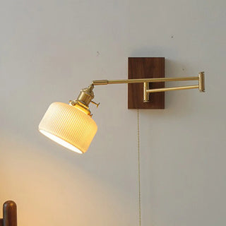 Retro Swing Arm Cylinder Pull Chain Ceramic Wall Sconce Image - 8