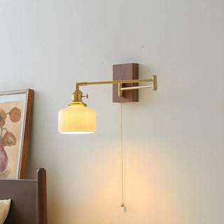Retro Swing Arm Cylinder Pull Chain Ceramic Wall Sconce Image - 9