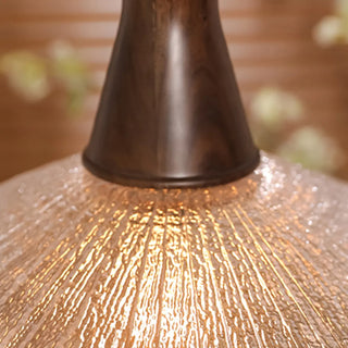 ZOWALA - Retro Wood Glass Cone Pendant Light Image - 11