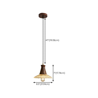 ZOWALA - Retro Wood Glass Cone Pendant Light #size