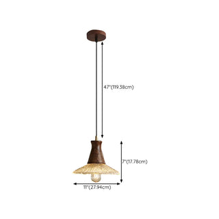 ZOWALA - Retro Wood Glass Cone Pendant Light Image - 13