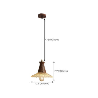 ZOWALA - Retro Wood Glass Cone Pendant Light Image - 14