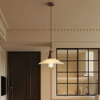 ZOWALA - Retro Wood Glass Cone Pendant Light Image - 1