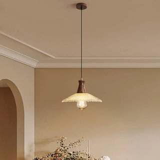 ZOWALA - Retro Wood Glass Cone Pendant Light Image - 2