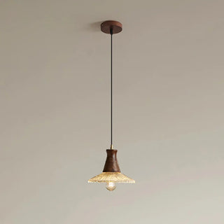 ZOWALA - Retro Wood Glass Cone Pendant Light Image - 5