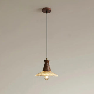 ZOWALA - Retro Wood Glass Cone Pendant Light Image - 6