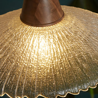 ZOWALA - Retro Wood Glass Cone Pendant Light Image - 8