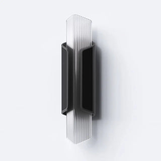 Ribbed Black Outdoor Geometric Up Down Wall Sconce Zawala Image - 10