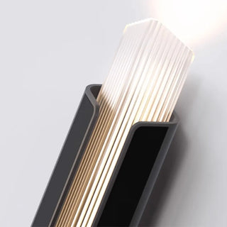 Ribbed Black Outdoor Geometric Up Down Wall Sconce Zawala Image - 11