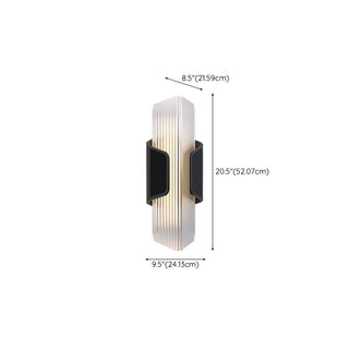 Ribbed Black Outdoor Geometric Up Down Wall Sconce Zawala #size