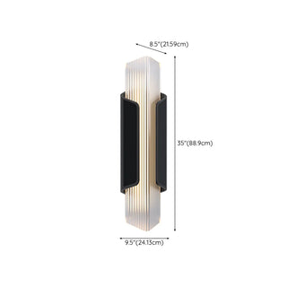 Ribbed Black Outdoor Geometric Up Down Wall Sconce Zawala Image - 15