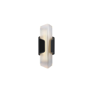 Ribbed Black Outdoor Geometric Up Down Wall Sconce Zawala Image - 3
