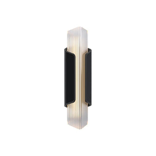 Ribbed Black Outdoor Geometric Up Down Wall Sconce Zawala Image - 4