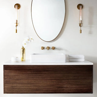 ZOWALA - Antique Dual Cylinder Glass Vanity Sconce Light Image - 2