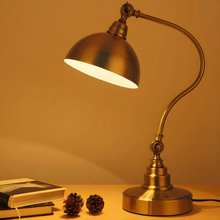 Retro Brass Arc Metal Table Lamp with Rocker Switch Zawala Image - 1