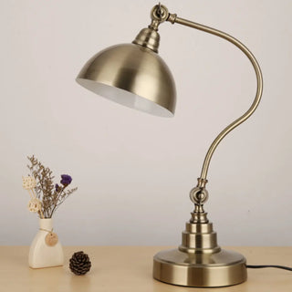 Retro Brass Arc Metal Table Lamp with Rocker Switch Zawala Image - 4