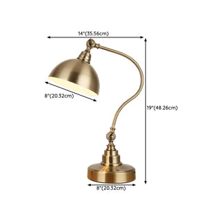 Retro Brass Arc Metal Table Lamp with Rocker Switch Zawala #size