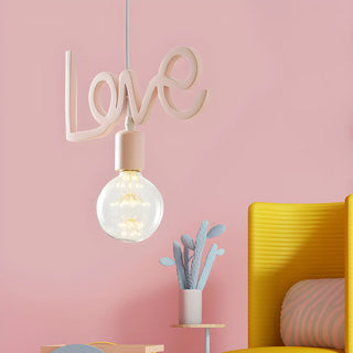 Romantic Pink Resin Love Letter Bedroom Pendant Light Image - 2