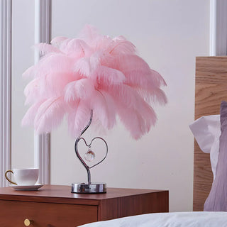 Romantic Palm Tree Feather LED Bedroom Decor Table Lamp Zawala Image - 5