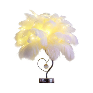 Romantic Palm Tree Feather LED Bedroom Decor Table Lamp Zawala Image - 6