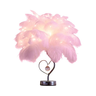 Romantic Palm Tree Feather LED Bedroom Decor Table Lamp Zawala Image - 7