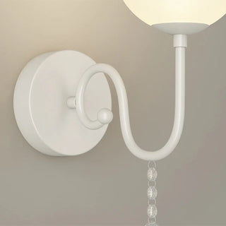 Romantic White Floral Curved Bedside Wall Sconce Image - 13