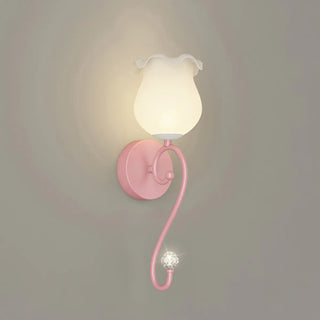 Romantic White Floral Curved Bedside Wall Sconce Image - 8