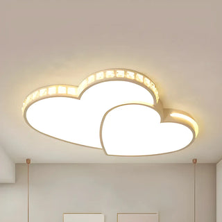 Romantic Two Loving Heart Crystal LED Flush Mount Light Zawala Image - 2