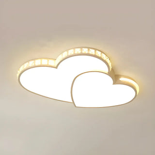 Romantic Two Loving Heart Crystal LED Flush Mount Light Zawala Image - 3