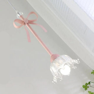 ZOWALA - Romantic Bedroom Pink Bow Ceramics Floral Pendant Light Image - 1