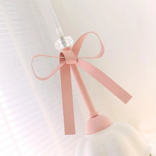 ZOWALA - Romantic Bedroom Pink Bow Ceramics Floral Pendant Light Image - 10