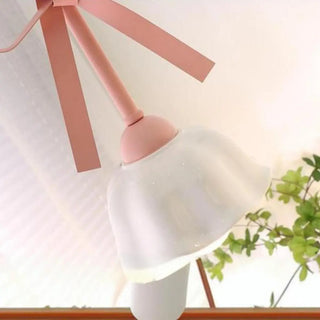 ZOWALA - Romantic Bedroom Pink Bow Ceramics Floral Pendant Light Image - 12